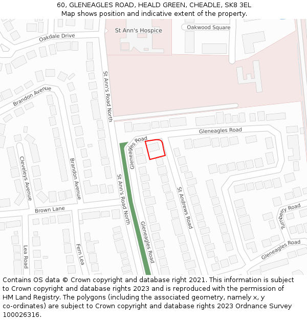 60, GLENEAGLES ROAD, HEALD GREEN, CHEADLE, SK8 3EL: Location map and indicative extent of plot