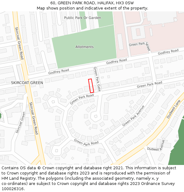 60, GREEN PARK ROAD, HALIFAX, HX3 0SW: Location map and indicative extent of plot