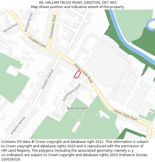 60, HALLAM FIELDS ROAD, ILKESTON, DE7 4AZ: Location map and indicative extent of plot