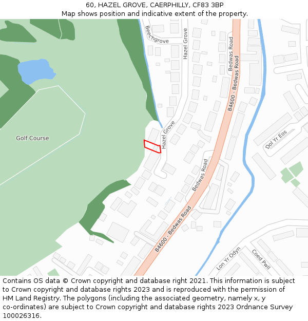 60, HAZEL GROVE, CAERPHILLY, CF83 3BP: Location map and indicative extent of plot