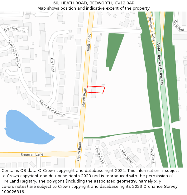 60, HEATH ROAD, BEDWORTH, CV12 0AP: Location map and indicative extent of plot