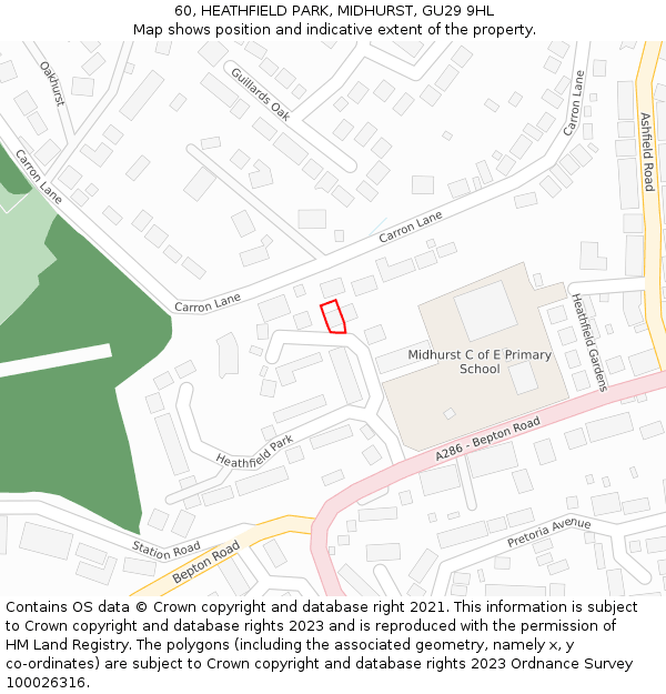 60, HEATHFIELD PARK, MIDHURST, GU29 9HL: Location map and indicative extent of plot