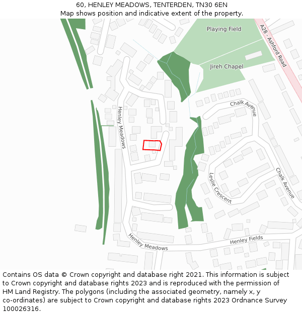 60, HENLEY MEADOWS, TENTERDEN, TN30 6EN: Location map and indicative extent of plot