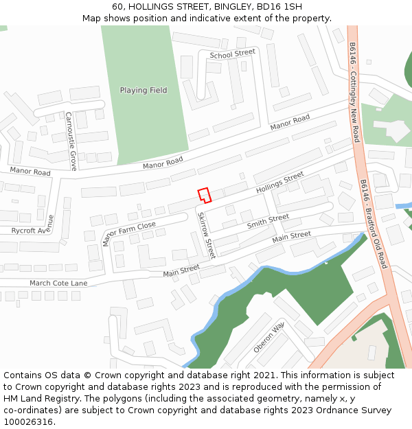 60, HOLLINGS STREET, BINGLEY, BD16 1SH: Location map and indicative extent of plot
