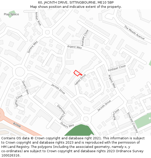 60, JACINTH DRIVE, SITTINGBOURNE, ME10 5BP: Location map and indicative extent of plot