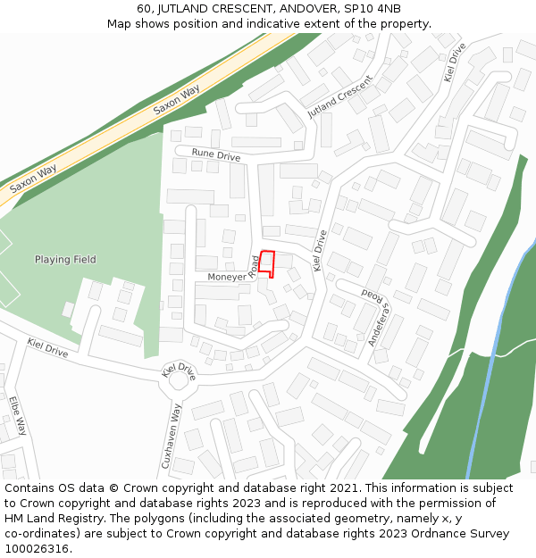 60, JUTLAND CRESCENT, ANDOVER, SP10 4NB: Location map and indicative extent of plot