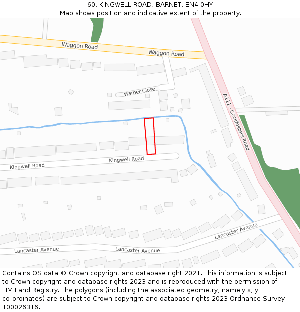 60, KINGWELL ROAD, BARNET, EN4 0HY: Location map and indicative extent of plot