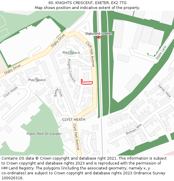 60, KNIGHTS CRESCENT, EXETER, EX2 7TG: Location map and indicative extent of plot