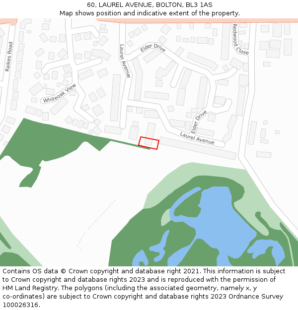 60, LAUREL AVENUE, BOLTON, BL3 1AS: Location map and indicative extent of plot