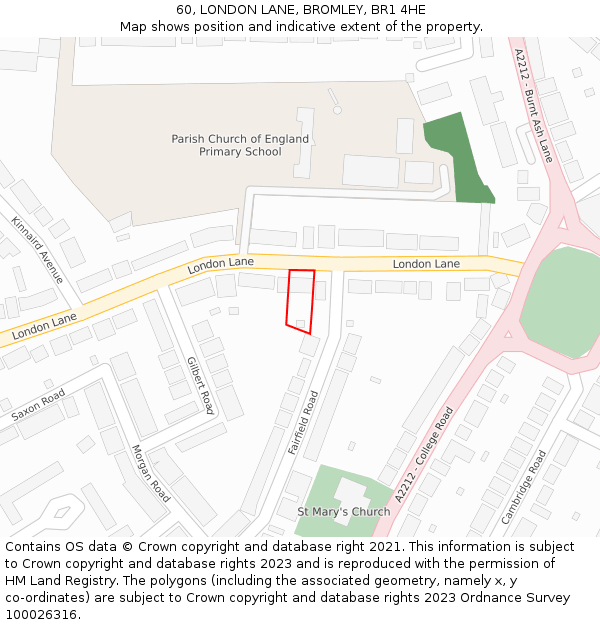 60, LONDON LANE, BROMLEY, BR1 4HE: Location map and indicative extent of plot