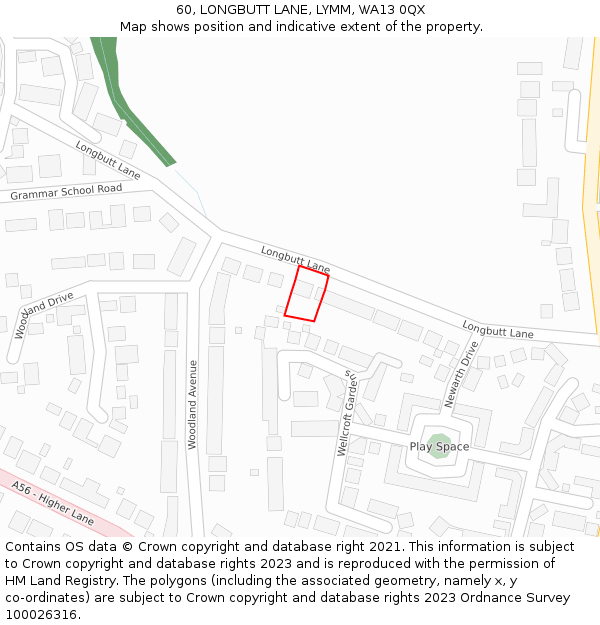 60, LONGBUTT LANE, LYMM, WA13 0QX: Location map and indicative extent of plot