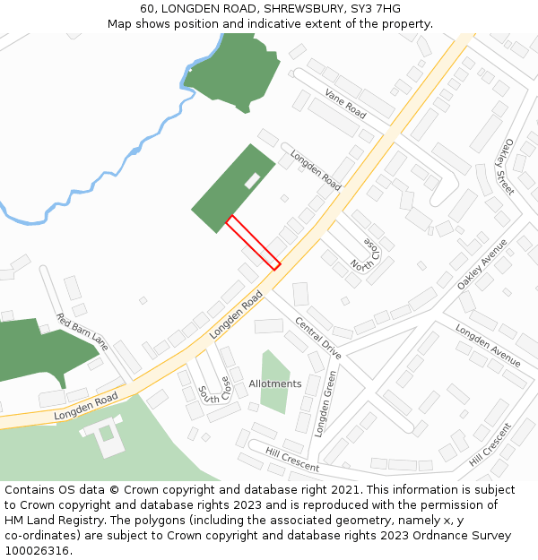 60, LONGDEN ROAD, SHREWSBURY, SY3 7HG: Location map and indicative extent of plot