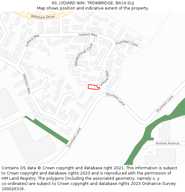 60, LYDIARD WAY, TROWBRIDGE, BA14 0UJ: Location map and indicative extent of plot