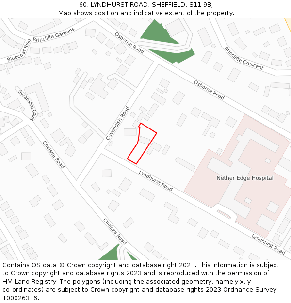 60, LYNDHURST ROAD, SHEFFIELD, S11 9BJ: Location map and indicative extent of plot
