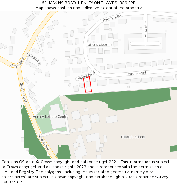 60, MAKINS ROAD, HENLEY-ON-THAMES, RG9 1PR: Location map and indicative extent of plot