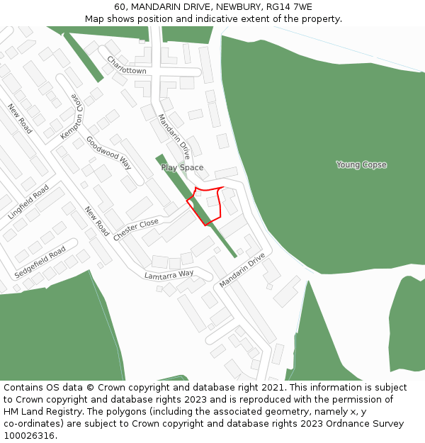 60, MANDARIN DRIVE, NEWBURY, RG14 7WE: Location map and indicative extent of plot