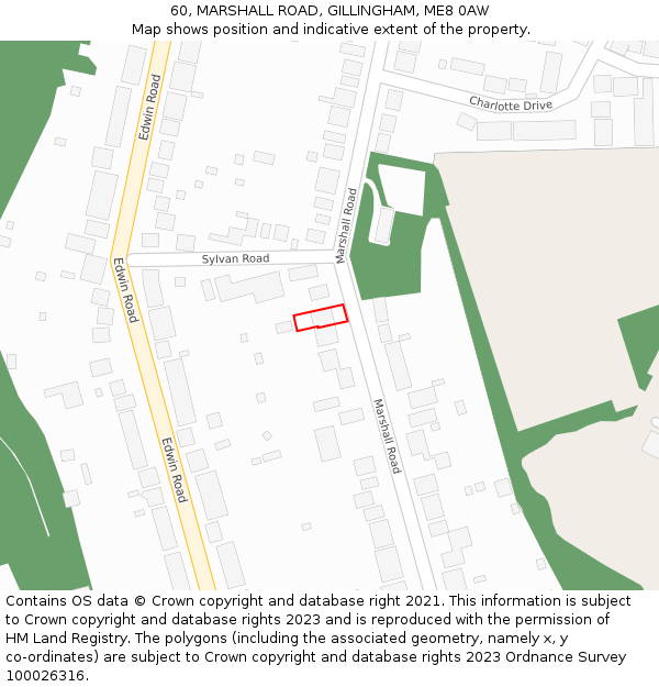 60, MARSHALL ROAD, GILLINGHAM, ME8 0AW: Location map and indicative extent of plot