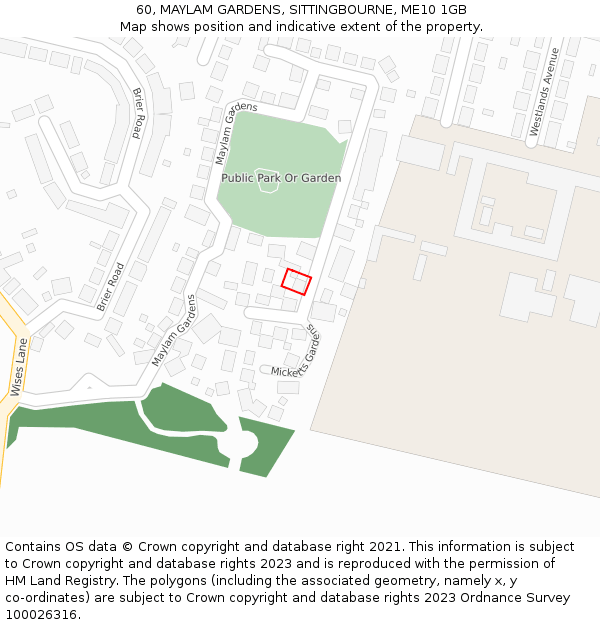 60, MAYLAM GARDENS, SITTINGBOURNE, ME10 1GB: Location map and indicative extent of plot