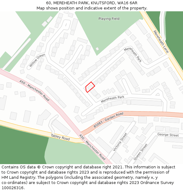 60, MEREHEATH PARK, KNUTSFORD, WA16 6AR: Location map and indicative extent of plot