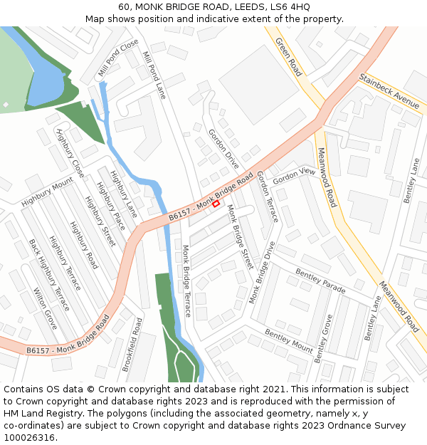 60, MONK BRIDGE ROAD, LEEDS, LS6 4HQ: Location map and indicative extent of plot