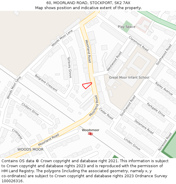 60, MOORLAND ROAD, STOCKPORT, SK2 7AX: Location map and indicative extent of plot