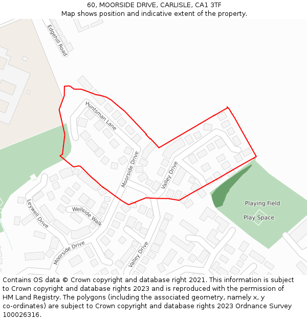 60, MOORSIDE DRIVE, CARLISLE, CA1 3TF: Location map and indicative extent of plot