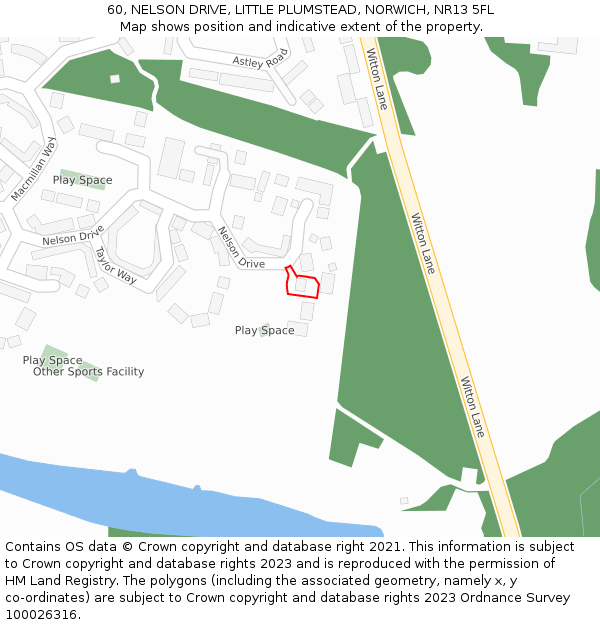 60, NELSON DRIVE, LITTLE PLUMSTEAD, NORWICH, NR13 5FL: Location map and indicative extent of plot
