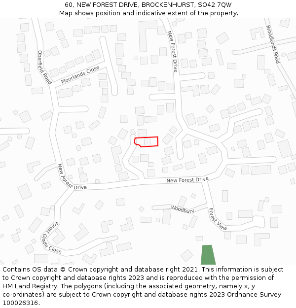 60, NEW FOREST DRIVE, BROCKENHURST, SO42 7QW: Location map and indicative extent of plot