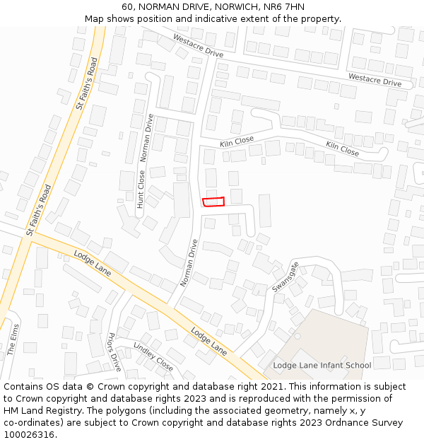 60, NORMAN DRIVE, NORWICH, NR6 7HN: Location map and indicative extent of plot