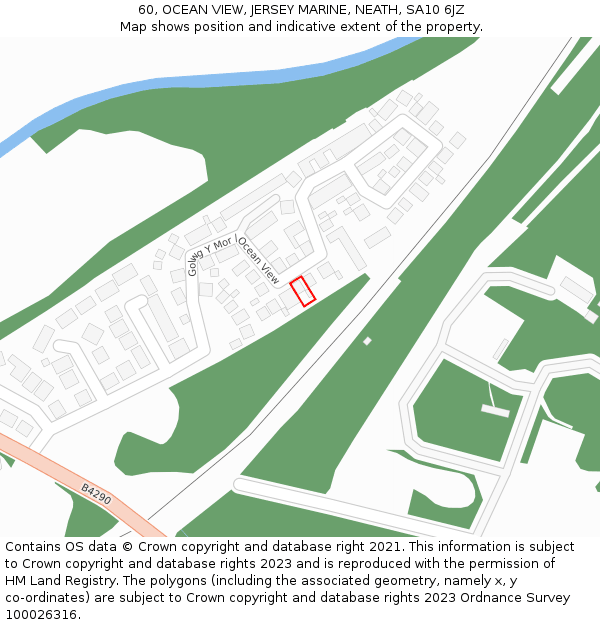 60, OCEAN VIEW, JERSEY MARINE, NEATH, SA10 6JZ: Location map and indicative extent of plot