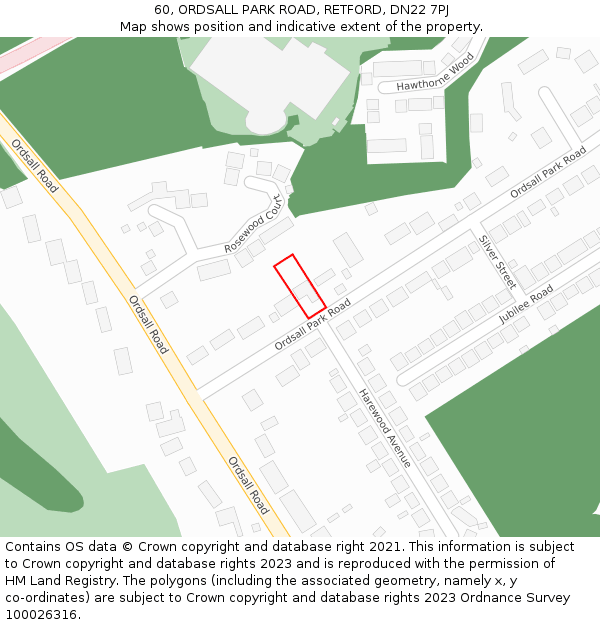 60, ORDSALL PARK ROAD, RETFORD, DN22 7PJ: Location map and indicative extent of plot