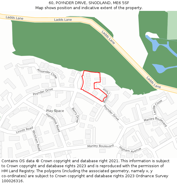 60, POYNDER DRIVE, SNODLAND, ME6 5SF: Location map and indicative extent of plot