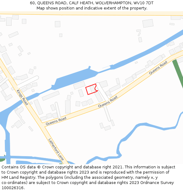 60, QUEENS ROAD, CALF HEATH, WOLVERHAMPTON, WV10 7DT: Location map and indicative extent of plot