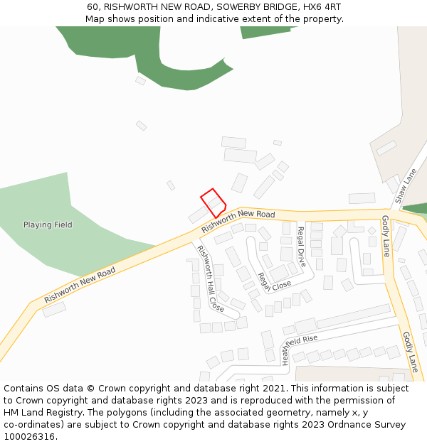 60, RISHWORTH NEW ROAD, SOWERBY BRIDGE, HX6 4RT: Location map and indicative extent of plot