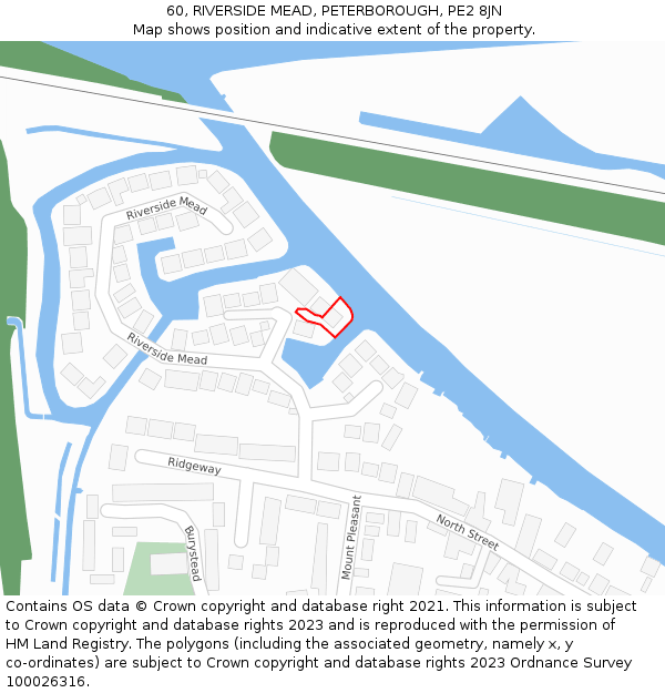60, RIVERSIDE MEAD, PETERBOROUGH, PE2 8JN: Location map and indicative extent of plot