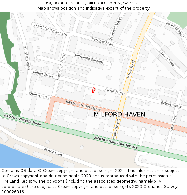 60, ROBERT STREET, MILFORD HAVEN, SA73 2DJ: Location map and indicative extent of plot