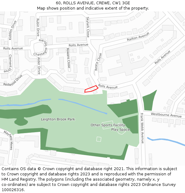 60, ROLLS AVENUE, CREWE, CW1 3GE: Location map and indicative extent of plot