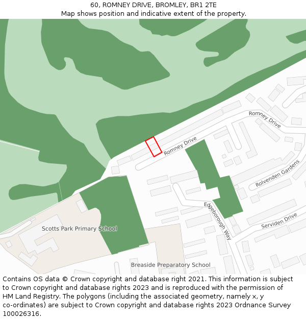 60, ROMNEY DRIVE, BROMLEY, BR1 2TE: Location map and indicative extent of plot
