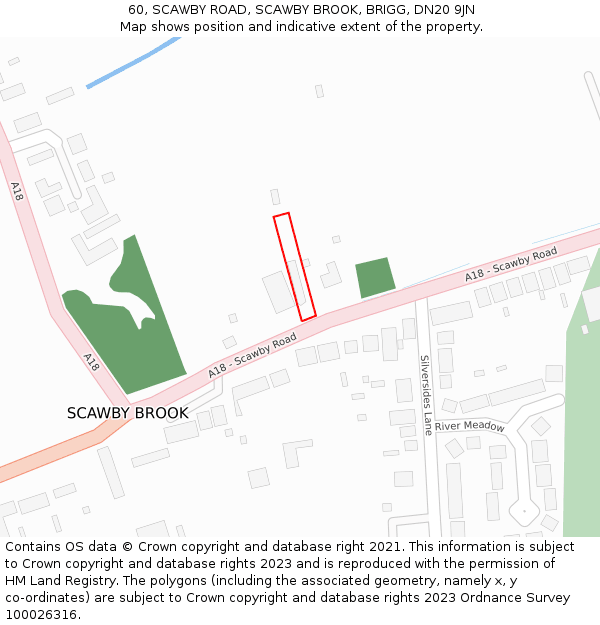 60, SCAWBY ROAD, SCAWBY BROOK, BRIGG, DN20 9JN: Location map and indicative extent of plot