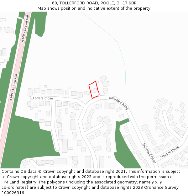 60, TOLLERFORD ROAD, POOLE, BH17 9BP: Location map and indicative extent of plot