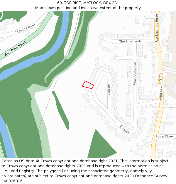 60, TOR RISE, MATLOCK, DE4 3DL: Location map and indicative extent of plot