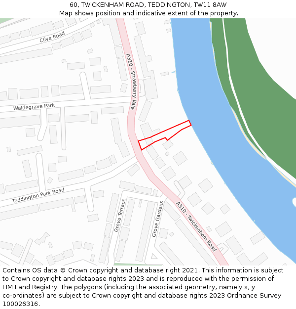 60, TWICKENHAM ROAD, TEDDINGTON, TW11 8AW: Location map and indicative extent of plot