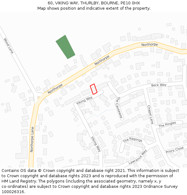 60, VIKING WAY, THURLBY, BOURNE, PE10 0HX: Location map and indicative extent of plot