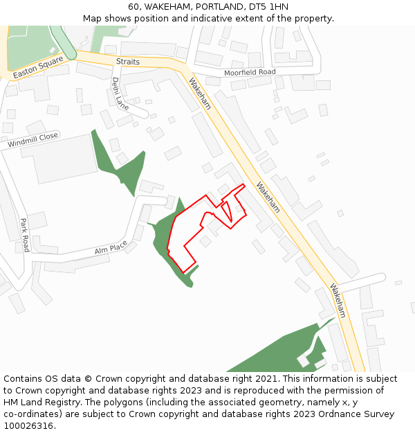 60, WAKEHAM, PORTLAND, DT5 1HN: Location map and indicative extent of plot