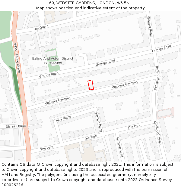 60, WEBSTER GARDENS, LONDON, W5 5NH: Location map and indicative extent of plot