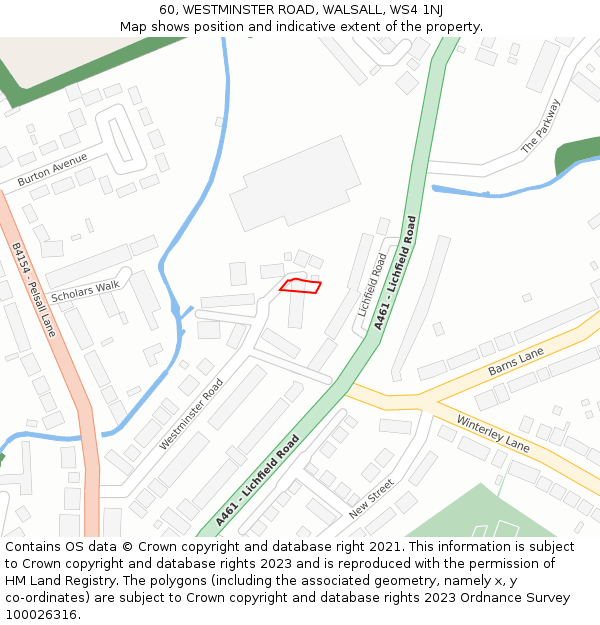 60, WESTMINSTER ROAD, WALSALL, WS4 1NJ: Location map and indicative extent of plot