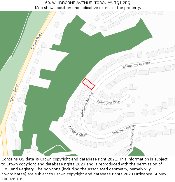 60, WHIDBORNE AVENUE, TORQUAY, TQ1 2PQ: Location map and indicative extent of plot