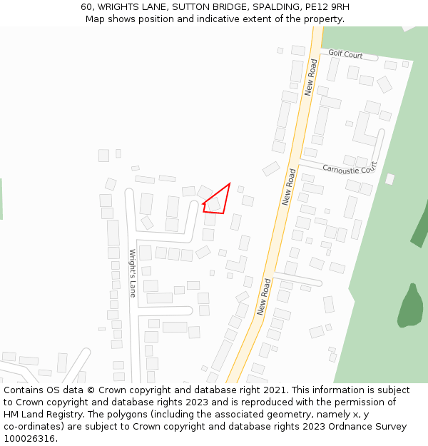 60, WRIGHTS LANE, SUTTON BRIDGE, SPALDING, PE12 9RH: Location map and indicative extent of plot