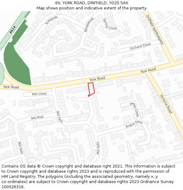 60, YORK ROAD, DRIFFIELD, YO25 5AX: Location map and indicative extent of plot