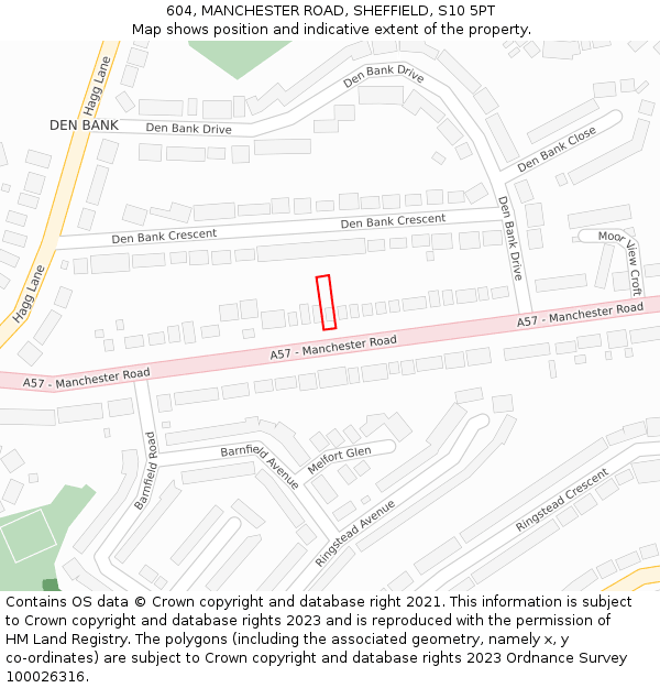 604, MANCHESTER ROAD, SHEFFIELD, S10 5PT: Location map and indicative extent of plot